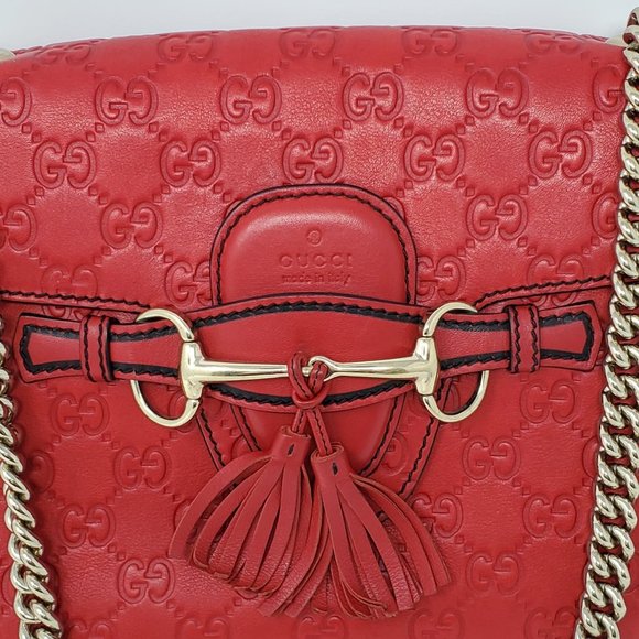 Auth Gucci Medium Emily Red GuccissimaShoulder Bag - Picture 13 of 16